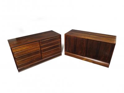 Pair of Mid century Scandinavian Rosewood Credenza Cabinets Perfectly Restored