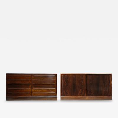 Pair of Mid century Scandinavian Rosewood Credenza Cabinets Perfectly Restored