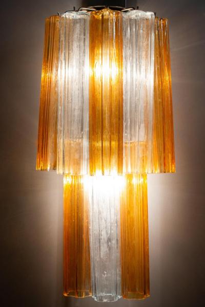 Pair of Midcentury Amber and Clear Murano Glass Scones