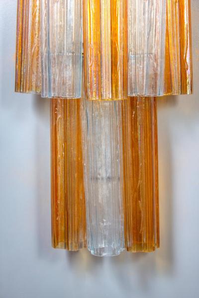 Pair of Midcentury Amber and Clear Murano Glass Scones
