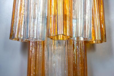 Pair of Midcentury Amber and Clear Murano Glass Scones