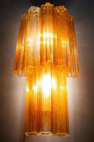 Pair of Midcentury Amber and Clear Murano Glass Scones