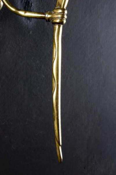Pair of Midcentury Brass Scones or Wall Lights Italy Guglielmo Ulrich Style 1940