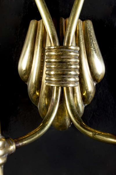 Pair of Midcentury Brass Scones or Wall Lights Italy Guglielmo Ulrich Style 1940