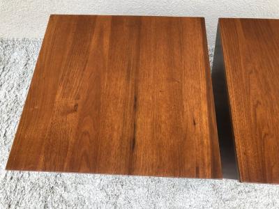 Pair of Midcentury End Table Cube Boxes with Storage Interiors