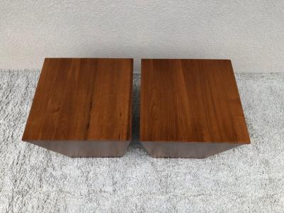 Pair of Midcentury End Table Cube Boxes with Storage Interiors