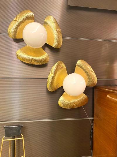 Pair of Midcentury Italian Sconces or Ceiling Lights in the Manner of T Barbi