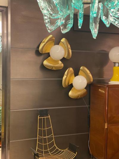 Pair of Midcentury Italian Sconces or Ceiling Lights in the Manner of T Barbi
