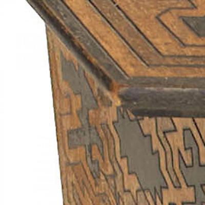 Pair of Middle Eastern Moorish Style Burnt Wood Hexagonal Taborets