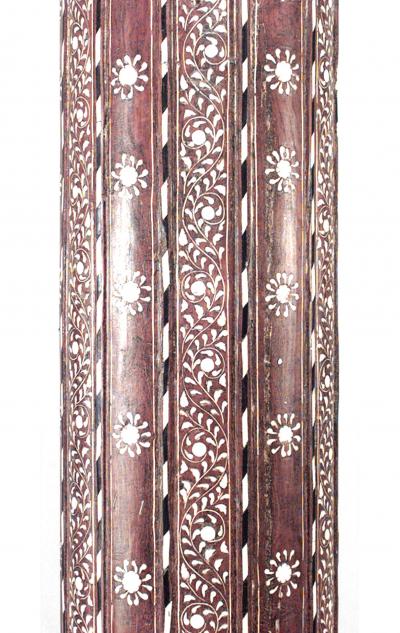 Pair of Middle Eastern Syrian Teak and Inlaid Columns