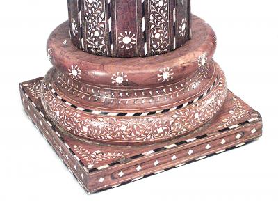 Pair of Middle Eastern Syrian Teak and Inlaid Columns