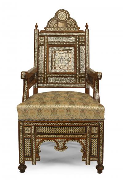 Pair of Middle Eastern Syrian Walnut Arm Chairs