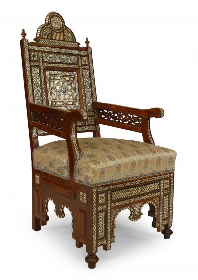 Pair of Middle Eastern Syrian Walnut Arm Chairs