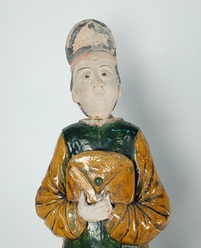 Pair of Ming Dynasty Court Figures on Lacquer Stands