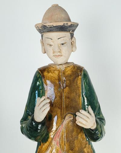 Pair of Ming Dynasty Court Figures on Lacquer Stands