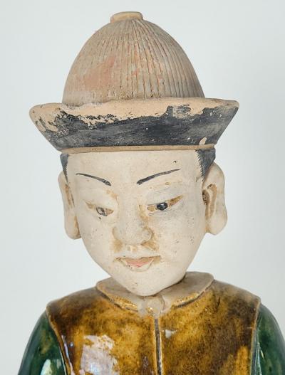 Pair of Ming Dynasty Court Figures on Lacquer Stands
