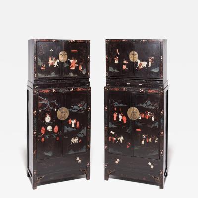 Pair of Ming Painted Compound Cabinets