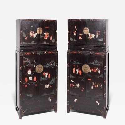 Pair of Ming Painted Compound Cabinets