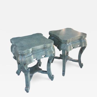 Pair of Ming Style Faux Jade Chinese Side Tables