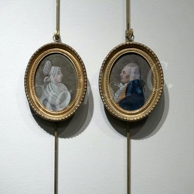 Pair of Miniature Portraits in Giltwood Frames