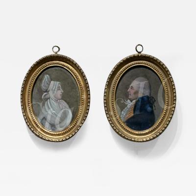 Pair of Miniature Portraits in Giltwood Frames
