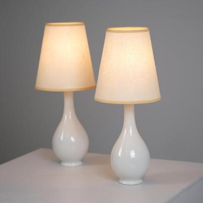 Pair of Minimalist Modernist Finnish Ceramic Table Lamps Arabia 1950s