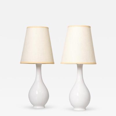 Pair of Minimalist Modernist Finnish Ceramic Table Lamps Arabia 1950s