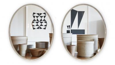 Pair of Minimalist Swedish Mirrors with Nickel Frames