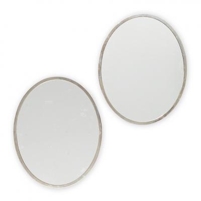 Pair of Minimalist Swedish Mirrors with Nickel Frames