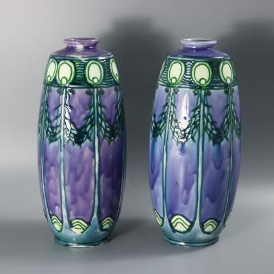 Pair of Minton Secessionist Purple No 1 Vases