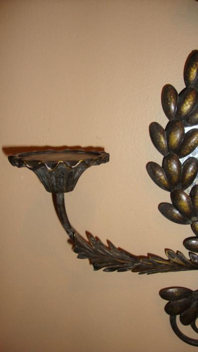 Pair of Mirrored and Metal Candle Sconces