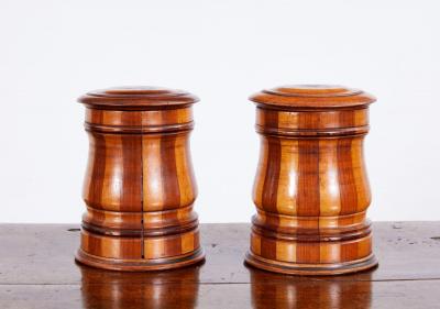 Pair of Mixed Wood Tea and Coffee Vessels