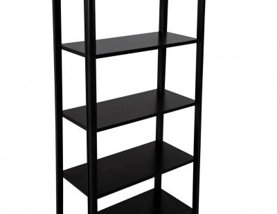 Pair of Modern Black Bookcases in Solid Wood