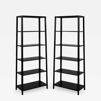 Pair of Modern Black Bookcases in Solid Wood