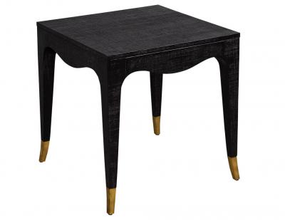 Pair of Modern Black Linen Clad Side Tables