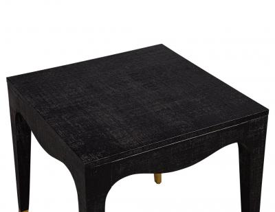 Pair of Modern Black Linen Clad Side Tables