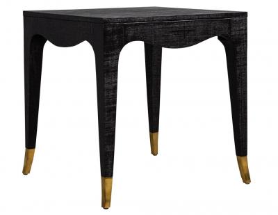 Pair of Modern Black Linen Clad Side Tables