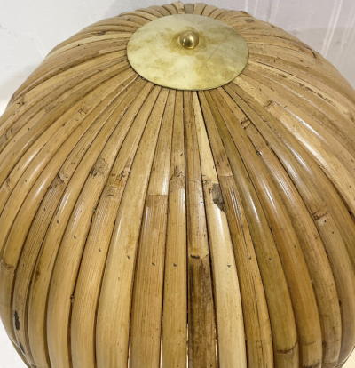 Pair of Modern Brass and Bamboo Table Lamps Italy