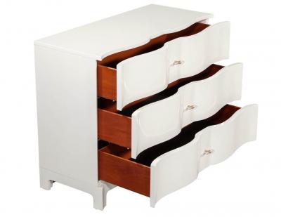 Pair of Modern Cream Chests with Curved Fronts