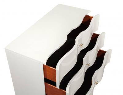 Pair of Modern Cream Chests with Curved Fronts