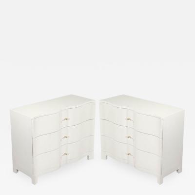 Pair of Modern Cream Chests with Curved Fronts