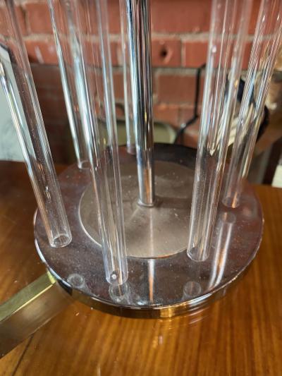 Pair of Modern Cylindrical Glass and Chrome Table Lamps Italy 1970s