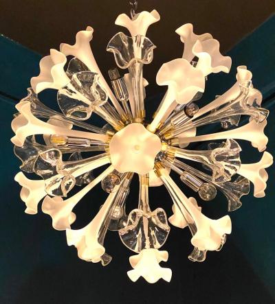 Pair of Modern Flowers Sputnik Murano Glass Chandelier