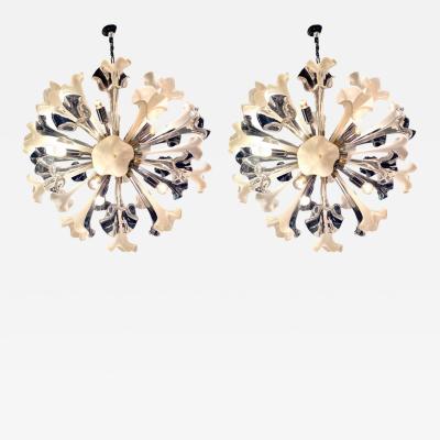 Pair of Modern Flowers Sputnik Murano Glass Chandelier