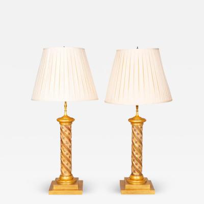 Pair of Modern Giltwood Table Lamps