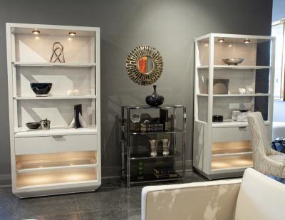 Pair of Modern Gray Bookcase Cabinets