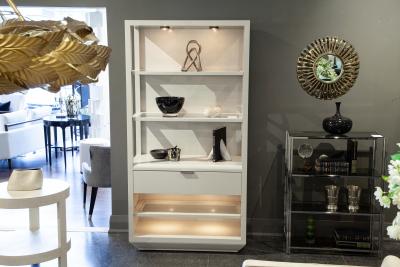 Pair of Modern Gray Bookcase Cabinets