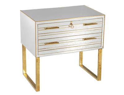 Pair of Modern Italian Brass and Mirror Nightstand Chests