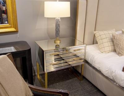 Pair of Modern Italian Brass and Mirror Nightstand Chests