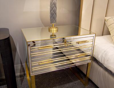 Pair of Modern Italian Brass and Mirror Nightstand Chests